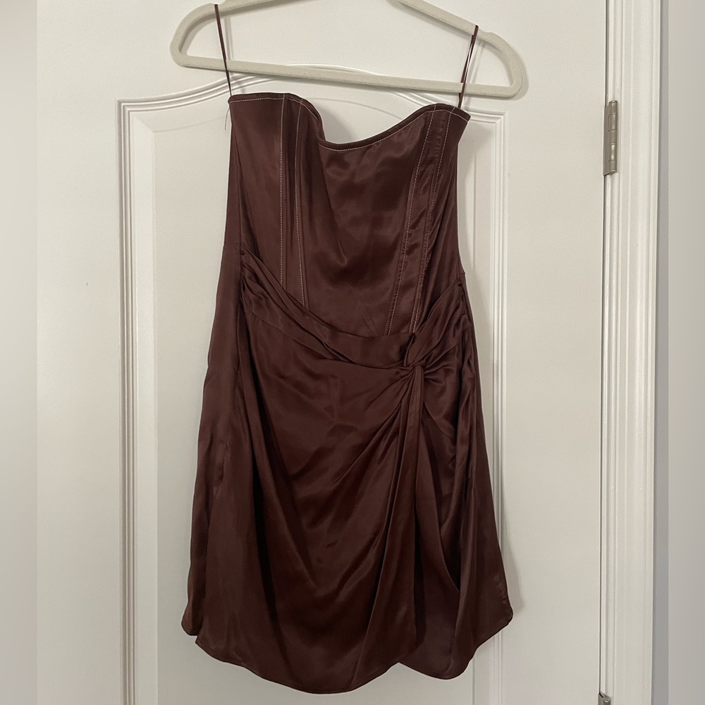 Zara Satin Strapless Dress